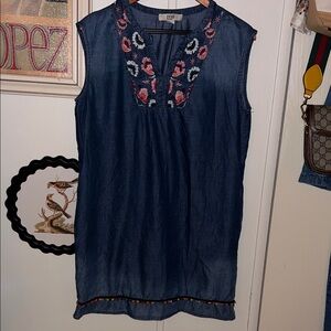 Vintage America Blue Embroidered Tunic